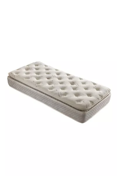 سرير نابض تقويمي ذهبي مع وسادة ريش الطيور، سرير نابض بقماش القطن العضوي، مع وسادة من الخيزران كهدية