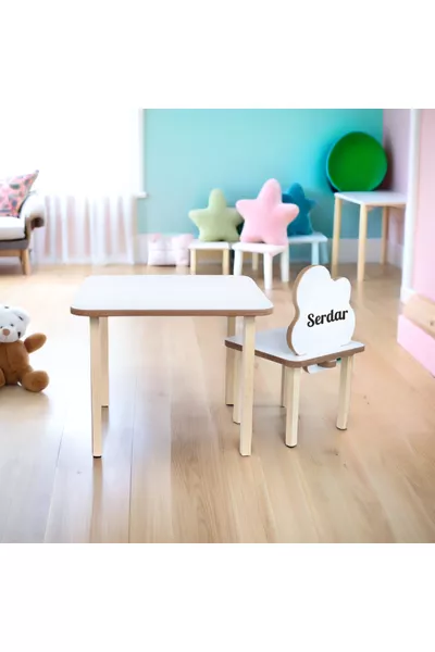 Set di Tavolo e Sedie Personalizzato con Nome, Tavolo Attività, Tavolo da Gioco per Bambini, Tavolo da Studio, Sedia per Bambini