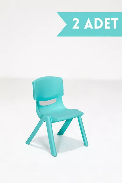 2 Preschool Kindergarten Children's Chairs Hard Plastic - Turquoise