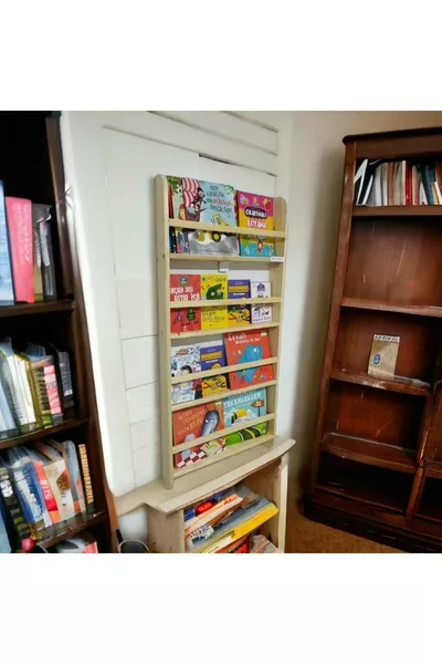 × Kinderkamer Educatieve Boekenplank Hout Wandmontage 4 Planken