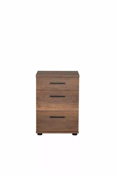 Нощно шкафче Trendline с 3 чекмеджета - тъмен орех (Oslo орех) см (шхвхд)