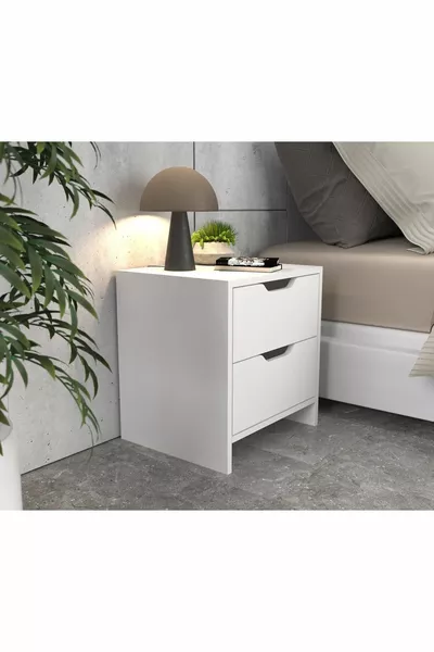 Бял нощен шкаф Ефес с 2 чекмеджета