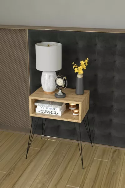 Elite Metal Leg Nightstand - Oak