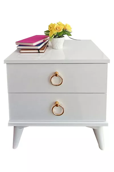 Nachtkastje / Ladekast 2 Lades Goud / Slaapkamer / Kinderkamer / Babykamer