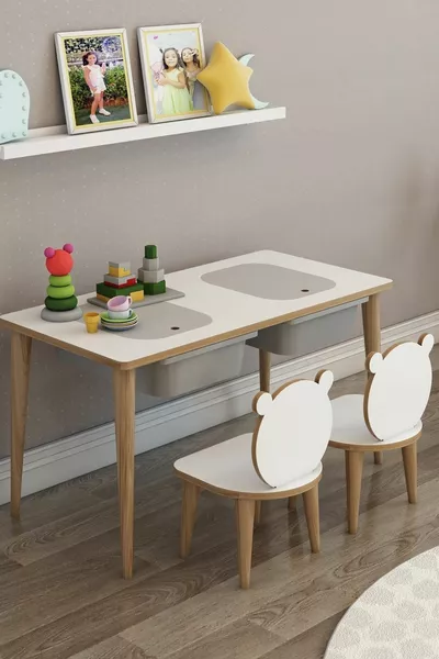 طاولة عمل للأطفال للنشاطات والألعاب مع مساند للظهر