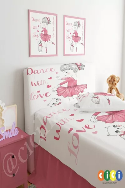 Bettkopfkissenbezug Ballett tanzendes Mädchen und Katze