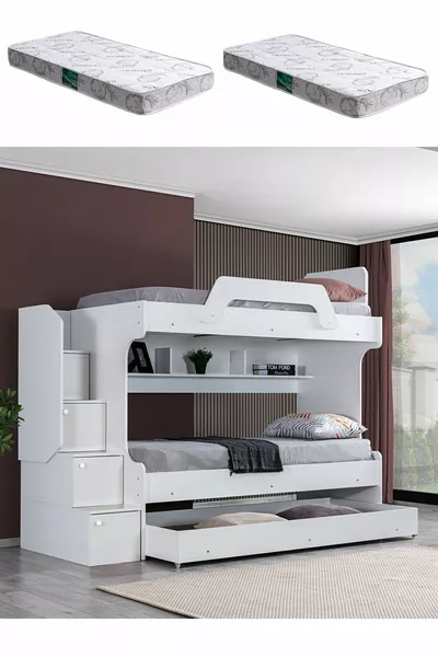 Stapelbed, Inci Yavrulu Stapelbed - Wit 2 Stuks Comfort Matras