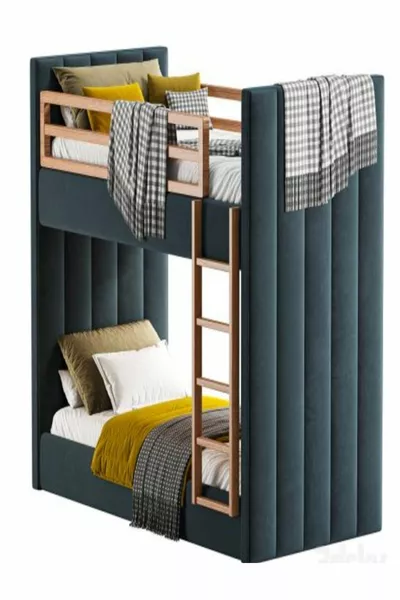 Letto a castello di lusso a due piani con rivestimento in tessuto