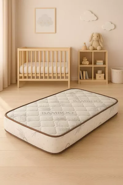 مرتبة ناعمة بمراتب ortopedik بنقشة الخيزران * سرير طفل بنوابض