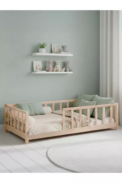 Lit de sol en bois naturel - Cadre de lit cm