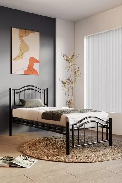 Belinay Wrought Iron Metal Single Bed White