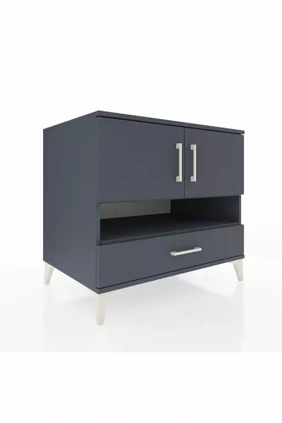 خزانة كرونوس بثلاثة أرفف ودرج واحد وغطائين أنثراسيت-أنثراسيت