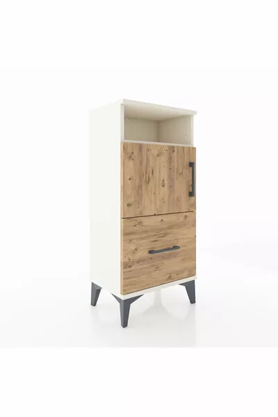 أرجيس كومودين ٢ رف مع درج واحد و٢ باب حجر القمر-صنوبر