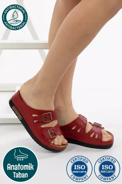 Dames Comfortslipper met Orthopedisch Anatomisch Zool, Dubbele Band met Gesp, Geschikt voor Binnen en Buiten