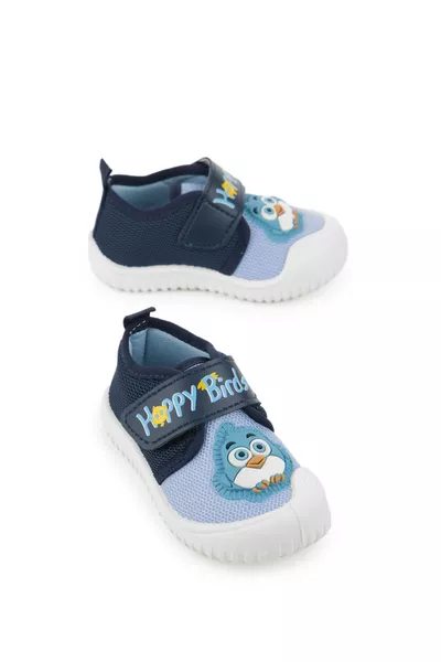 حذاء صيفي لطفل ولد من الكتان بعقدة وطيور سعيدة قابل للتعديل