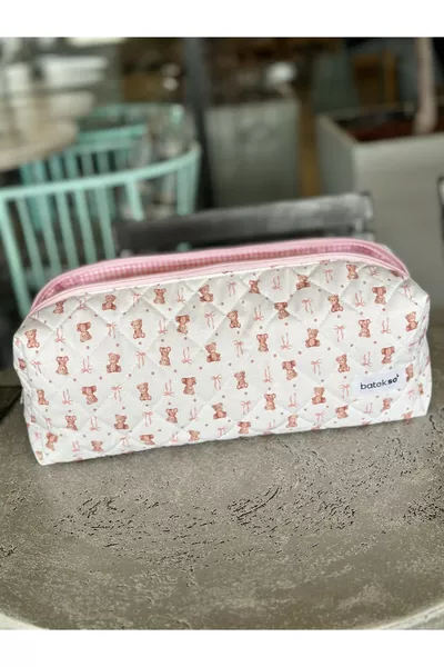 Reistas voor Haarstylingproducten met Roze Beertjesprint - XL Formaat