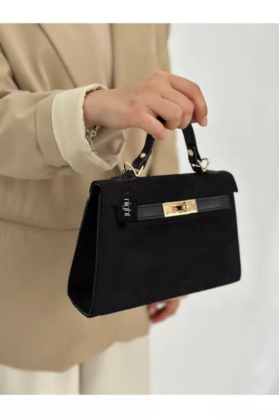 Borsa a mano e a spalla da donna Natalie Model in camoscio nero