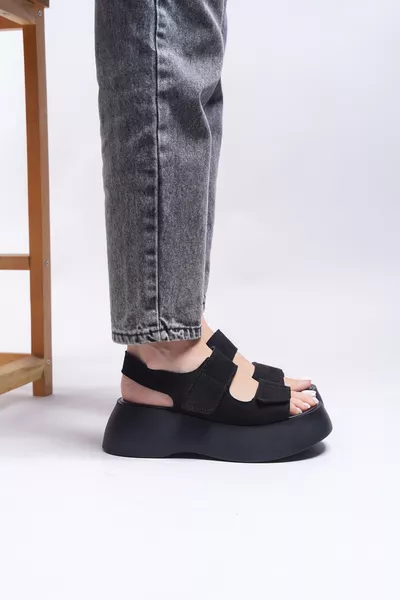 Olnesari Kadın Sandalet  Siyah Süet