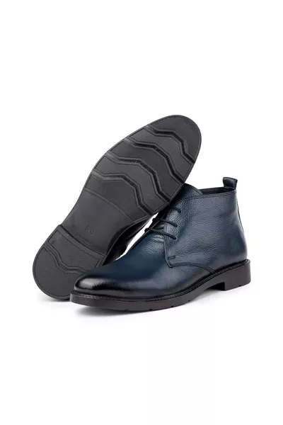 حذاء رجالي طويل من الجلد الطبيعي بقاعدة مطاطية، حذاء برقبة عالية، حذاء بوستال