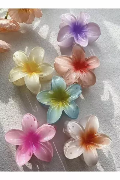 مجموعة 6 مشابك شعر نسائية كبيرة الحجم (8 سم) بلون لوتس