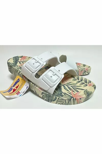 KAYDIRMAZ ANATOMİK TABAN BEYAZ ÇİFT BANTLI TOKASIZ KADIN EV SOKAK MİSAFİR VE ISLAK ZEMİN TERLİĞİ