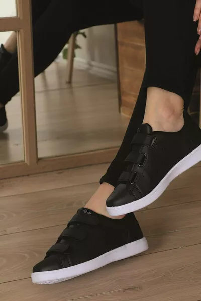 Unisex Zwart-Witte Klittenbandsneaker Orthopedische Dagelijkse Wandel- en Sportschoen