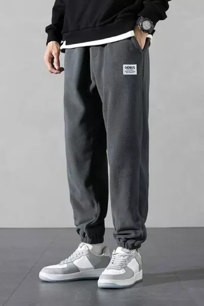 Polar Fabric Oversized Anthracite Men's Sweatpants Oversized Tracksuit