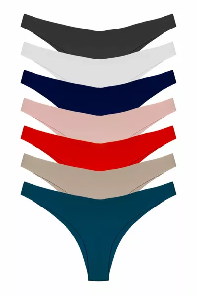 Базовые бразильские трусики с лазерной резкой без следов, набор из 7 штук