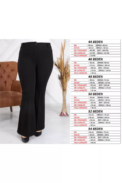 Plus Size Black Spanish Flare Fabric Pants