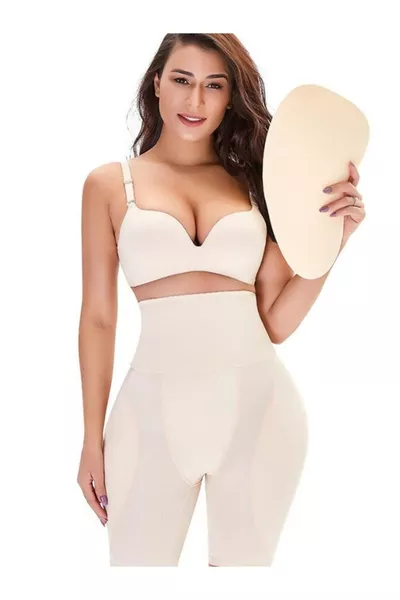 Fit Sauna Hip Dips Butt Enhancer Silicone Padded Push-Up High-Waist Corset (Beige)