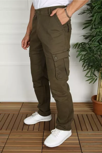 Cargo-Hose, lockerer Schnitt, mit Taschen, elastischer Gabardine-Stoff, neue Kollektion