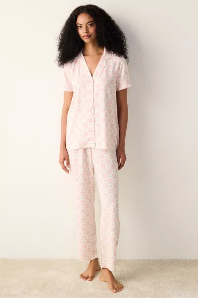Pink Gingham Button-Up Pajama Set