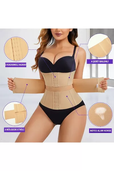 Corset de taille en latex à agrafes, effet sablier, ventre, taille, hanches, corset remodelant premium