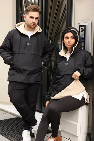 Faux-Fur Lined Kangaroo Pocket Jacket Waterproof Unisex