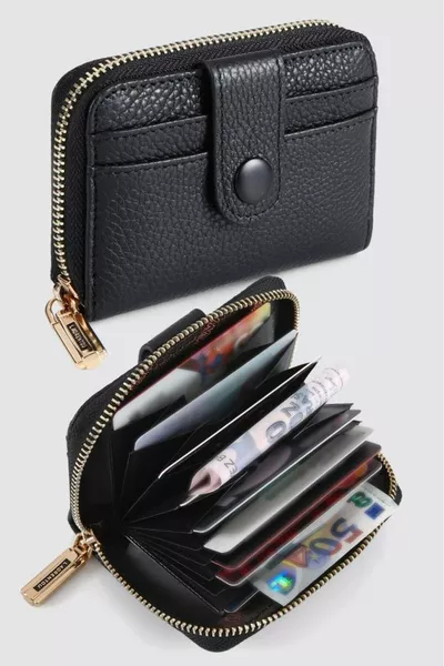 محفظة نسائية وحاملة بطاقات من الجلد الطبيعي