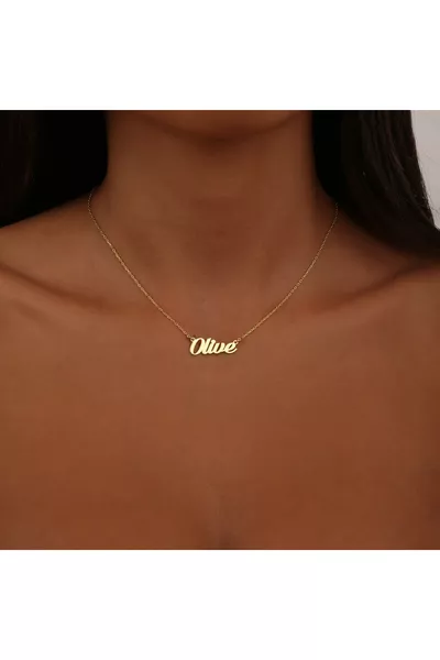 Колие с името с сребърно покритие и колие с името с позлатено покритие - ръчно изработено специално колие с име - за влюбени