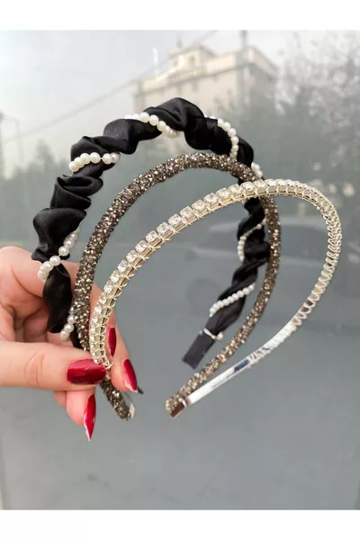 3-Piece Satin Pearl and Gemstone Crown Set