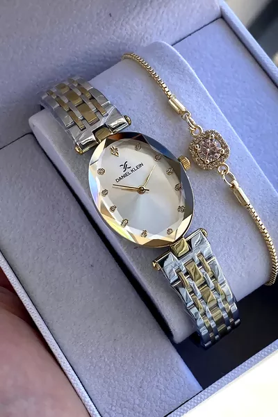 Orologio da donna originale con cinturino bracciale, cassa piccola minimale, colore oro, cinturino in acciaio inox