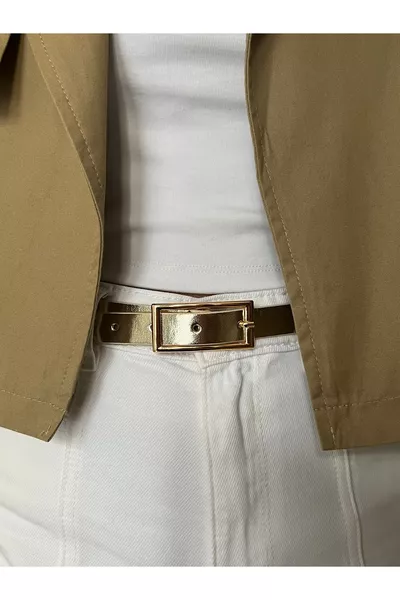 حزام نسائي ذهبي اللون للبنطال أو الفستان