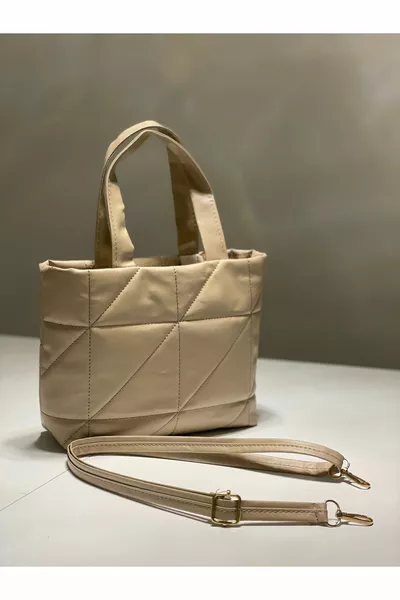 Women's Quilted Padded Puff Inflatable Faux Leather Napoli Shoulder Strap Tote Hand and Shoulder Bag