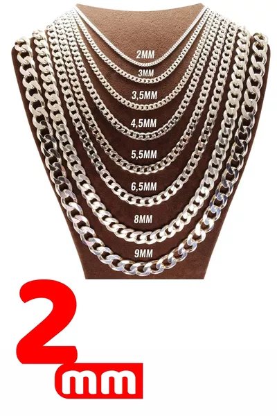 2mm Gourmet Model Sterling Silver Men's Necklace Chain