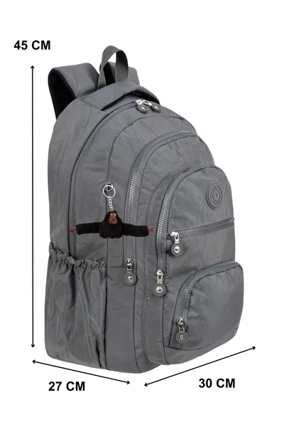 حقيبة ظهر فاخرة من قماش كرينكل للمرحلة الثانوية والمتوسطة، حقيبة مدرسة كرينكل، مع هدية ميدالية على شكل قرد