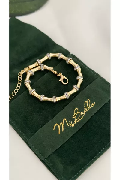 Armband Serenay mit Goldrohr und Zirkonstein Hobistan Meyra