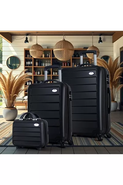 مجموعة حقائب سفر روبي أبد كبين متوسطة مع مزيج كبير وملوّنة بالأسود من 3 قطع