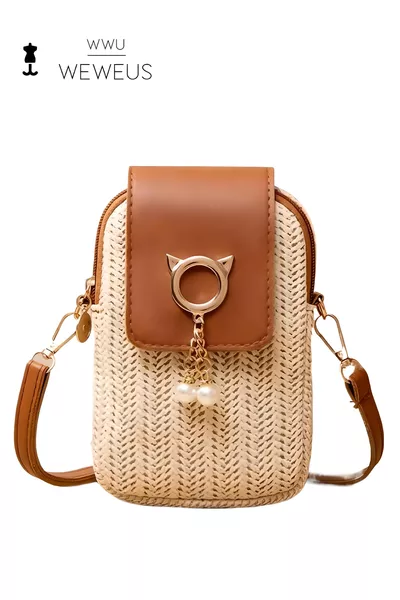 Damen Mini-Tasche in Beige mit Schulterriemen