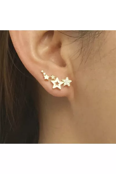 Star Design Steel Gold Earrings | Elegant and Modern Jewelry
