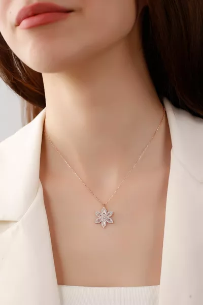  Sterling Silver Lotus Flower Necklace in Lighted Box, Rose Gold