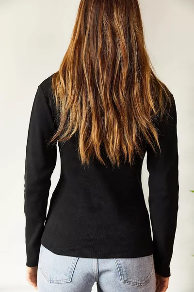 Kanten blouse met V-hals 