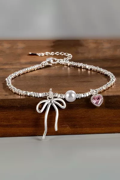 Браслет для женщин с бантом и сердцем, дизайн Pinterest