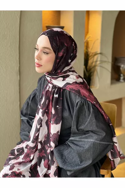 Sciarpa in bambù con motivo astratto ad acquerello